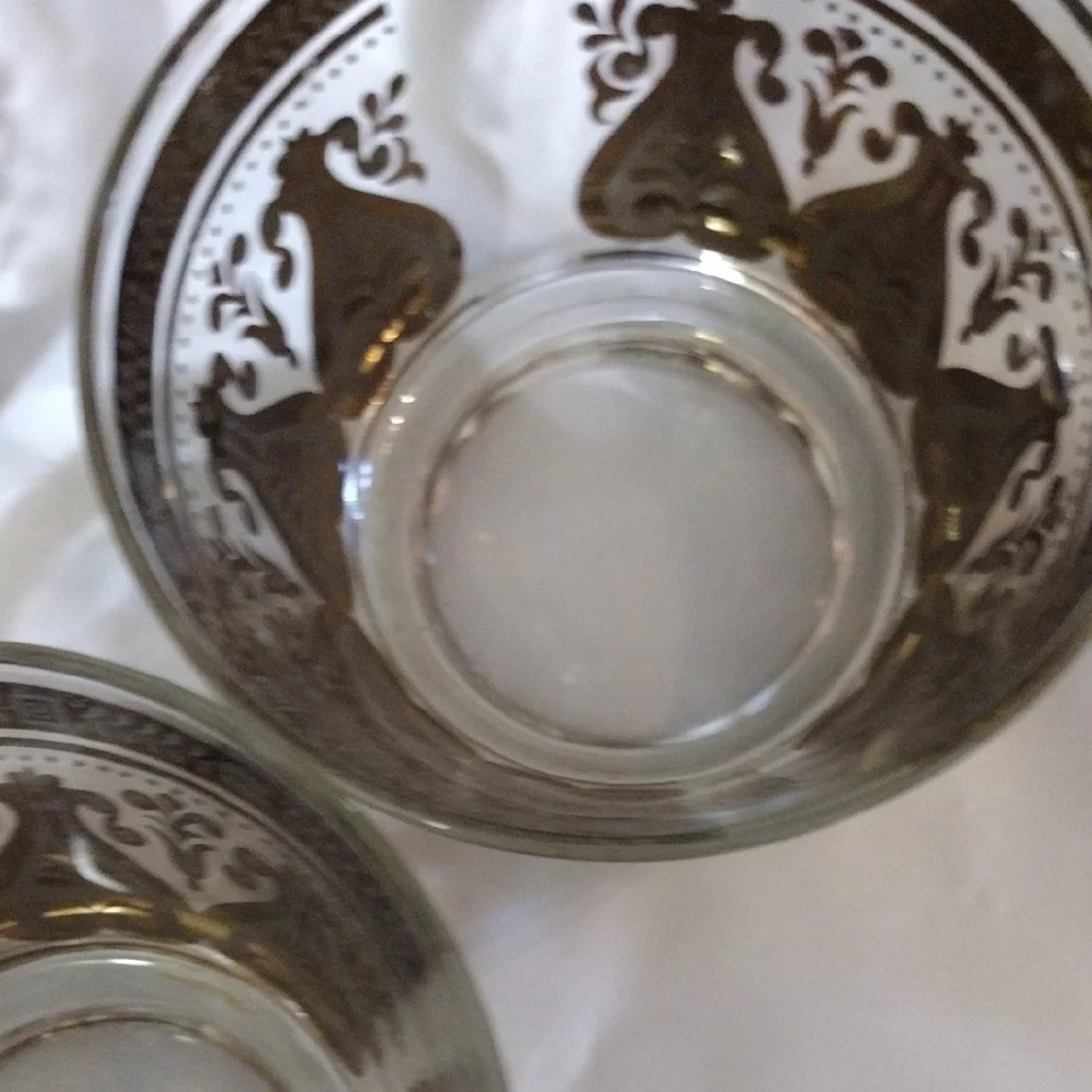 Set Of 3 MCM Fire King Gold Flecked and Clear Bar Glasses/Dessert Cups - Picture 4 of 6